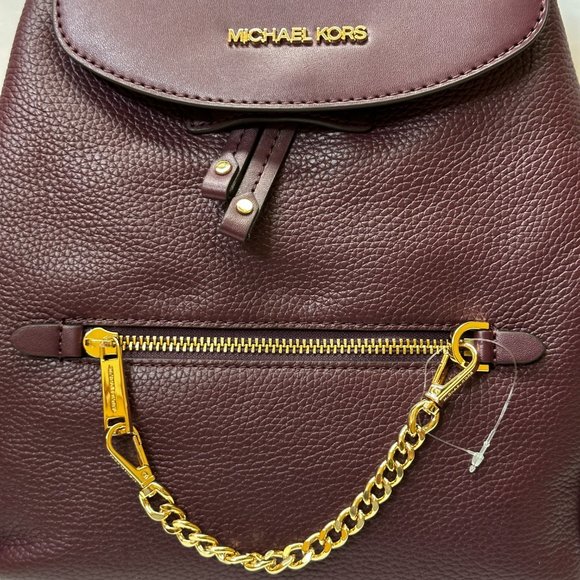 Michael Kors Jet Set Item Medium Chain Leather Backpack Bordeaux - Picture 11 of 11